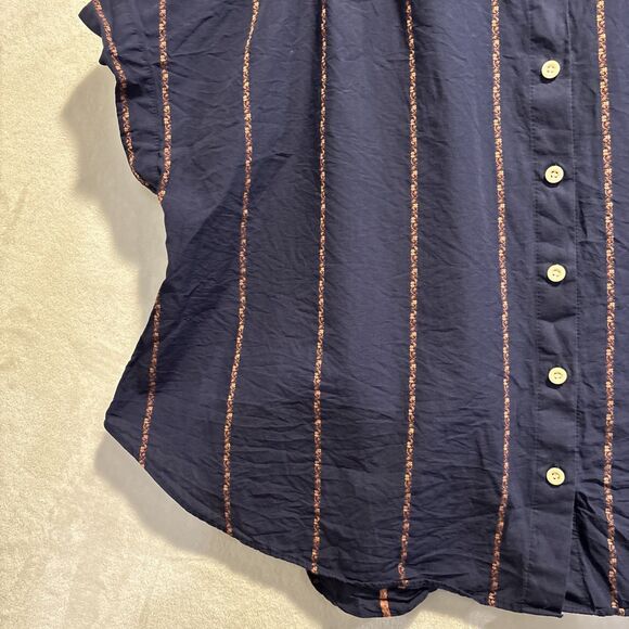 Madewell Hilltop Shirt Jacquard Stripe Button Front Collared Women's Size Medium - Picture 3 of 13